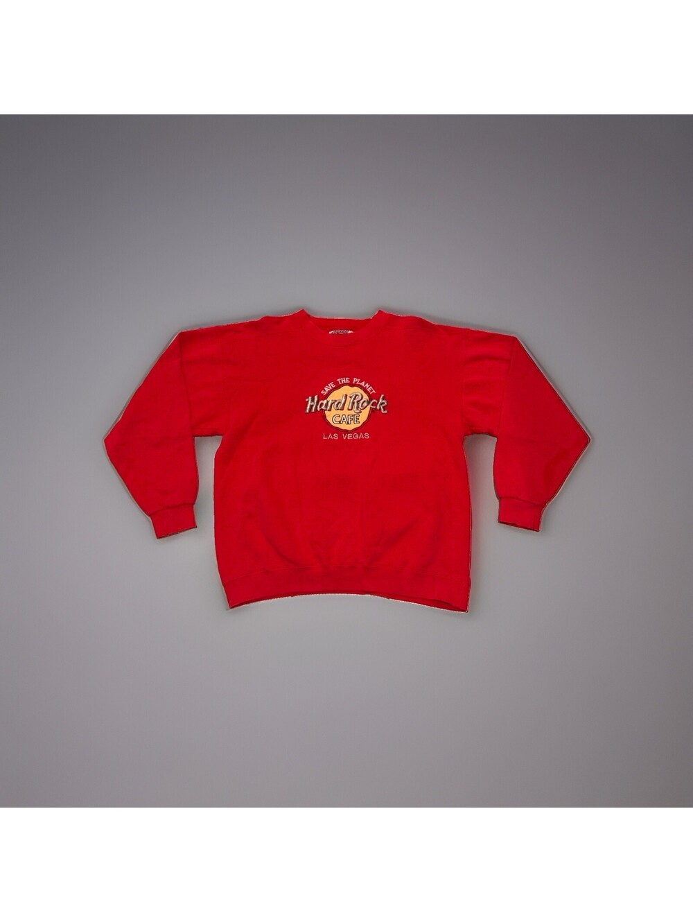 Vintage 90s Hard Rock Cafe Las Vegas Crewneck Sweatshirt Red Size L Made in USA